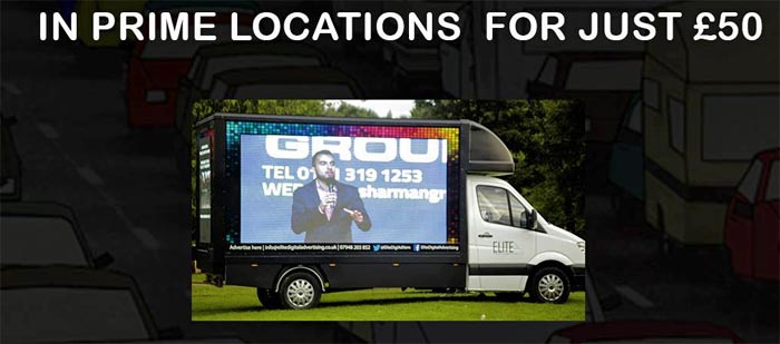 Elite Digital Advertising - mobile flat screens on a Van